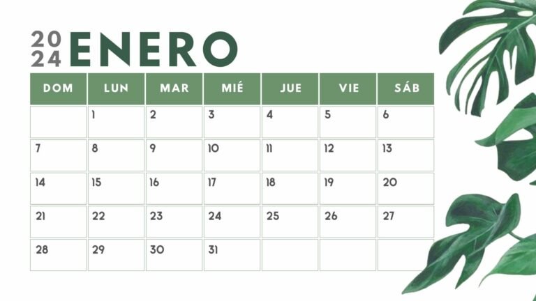 Calendario Enero 2024
